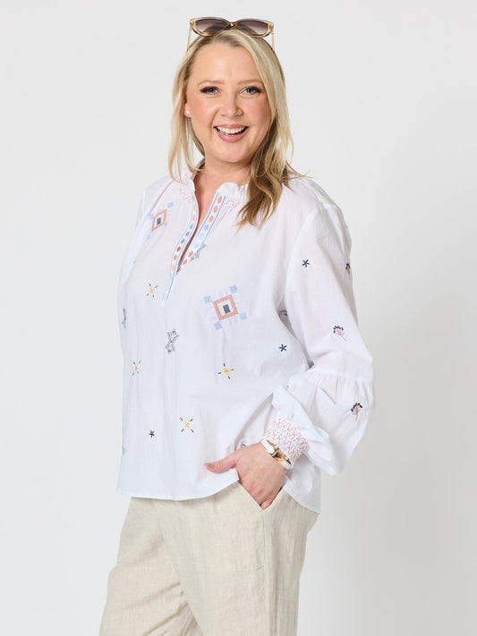 Gordon Smith Tuscan Sky Cotton Top (White Multi)