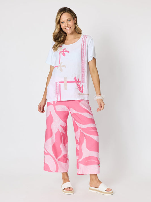 Clarity Bay Leaf Wide Leg Pant (Blush Multi)