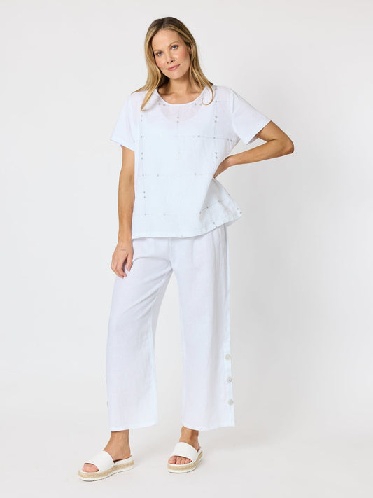 Clarity Silver Jewel Print Top (White/Silver)