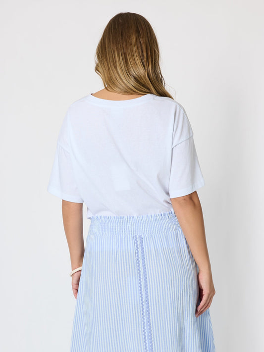 Threadz Laguna Cafe Print Cotton Tee (White)