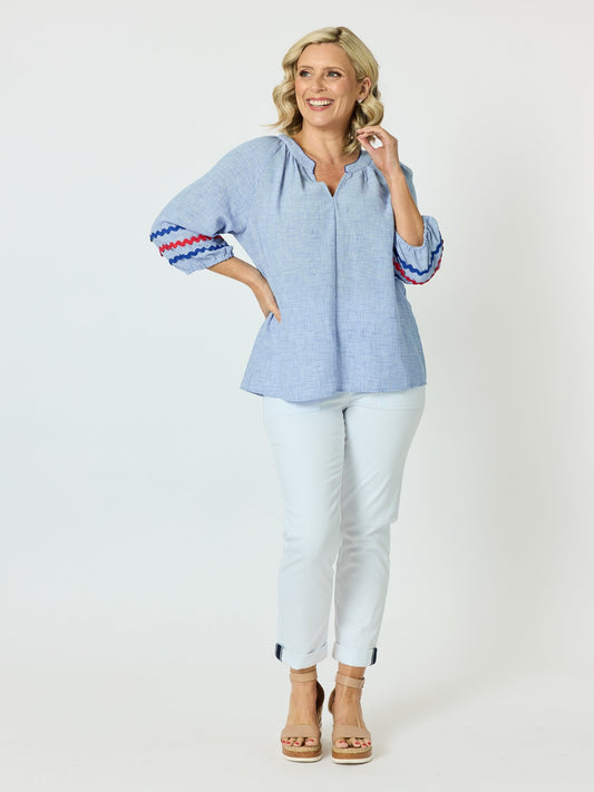 Threadz Canopy Ric Rac Top (Chambray)