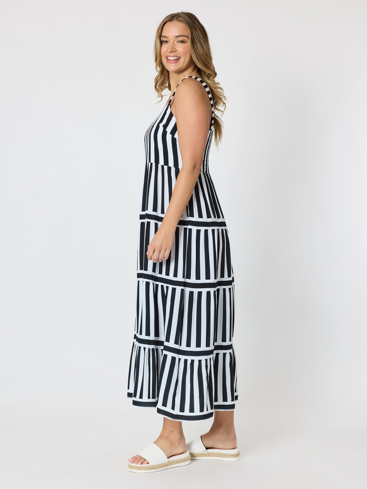 Threadz Bianca Stripe Print Sundress (Black/White)