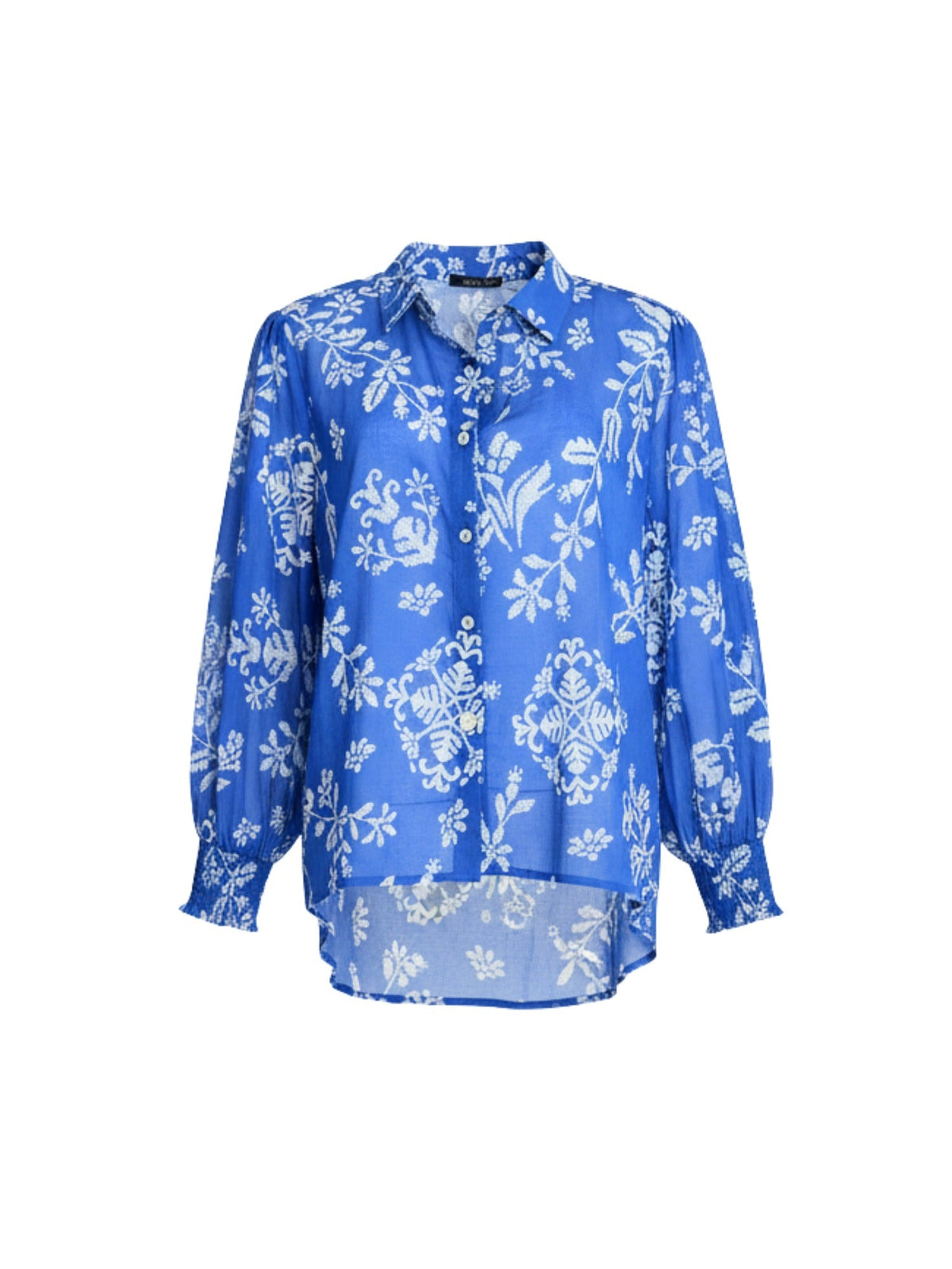 Gordon Smith Azure Garden Print Sheer Shirt (Azure White)