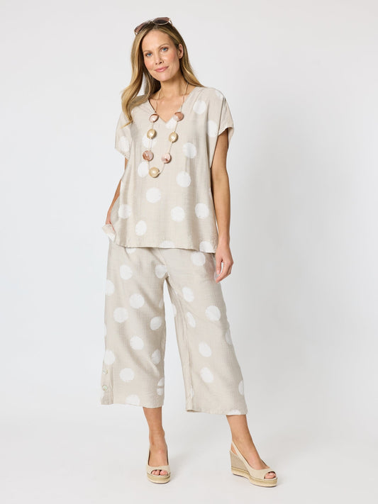 Clarity Riviera Spot Print Pant (Natural/White)