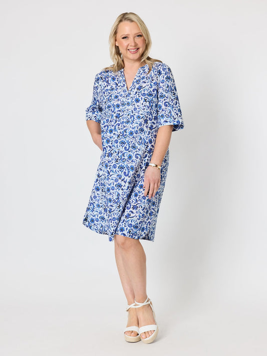 Gordon Smith Monterey Floral Print Dress (Capri White)