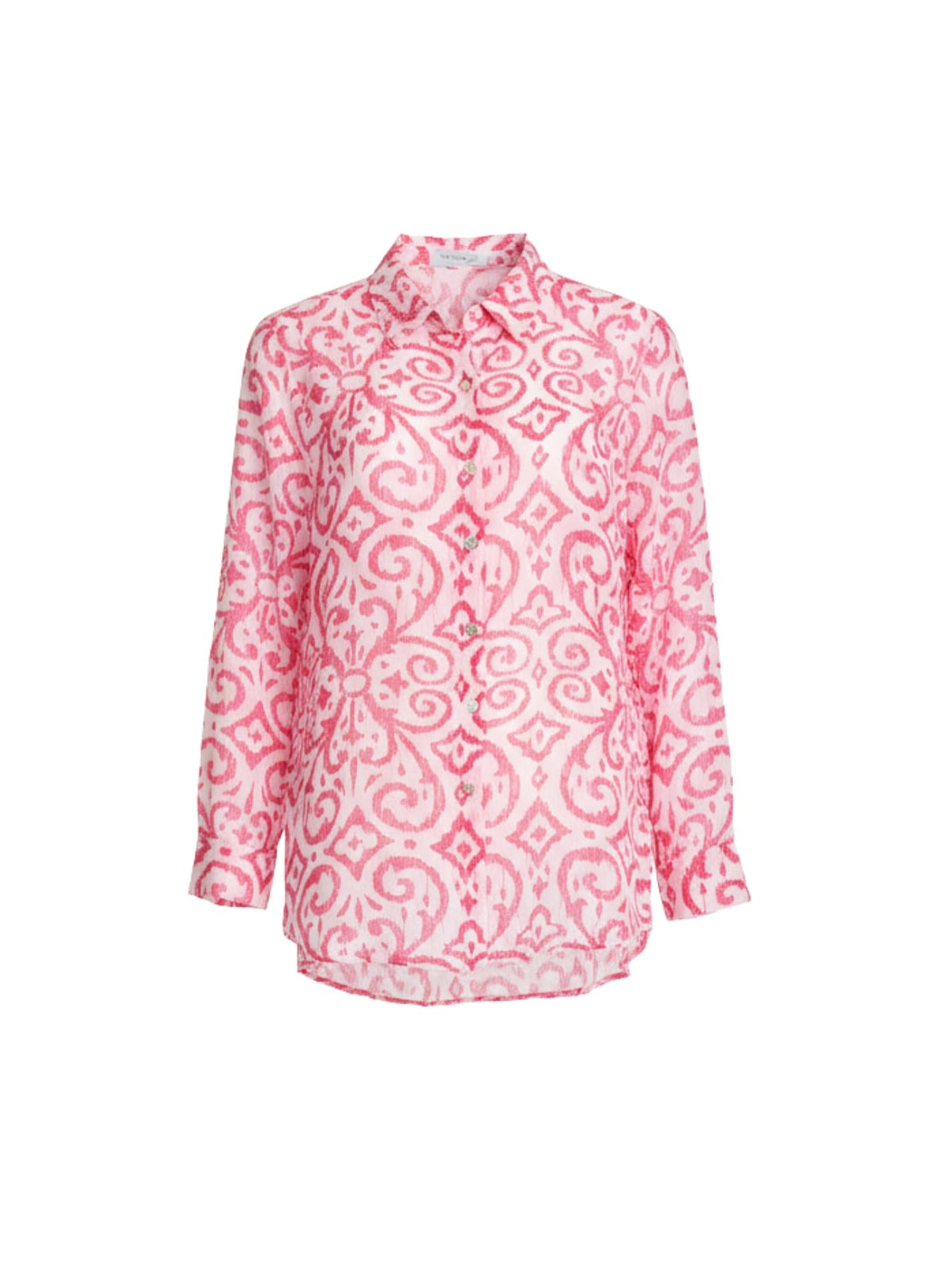 Gordon Smith Provence Print Sheer Shirt (Raspberry White)