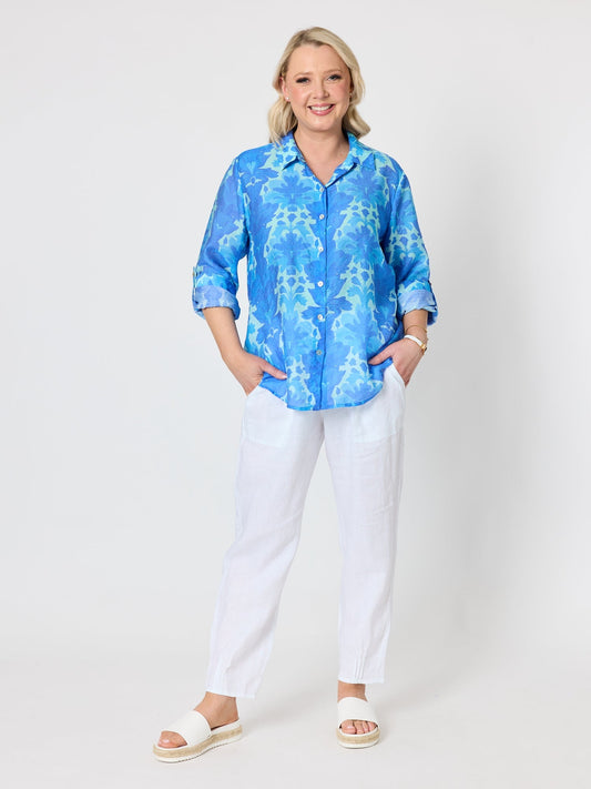 Gordon Smith Blue Lagoon Print Shirt (Azure Blue)