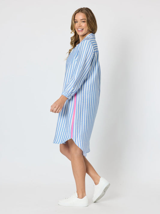 Threadz Pier Stripe Shirtdress (Blue/White)