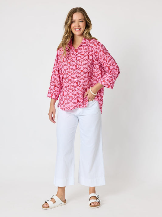 Threadz Laguna Beach Print Shirt (Rose Multi)