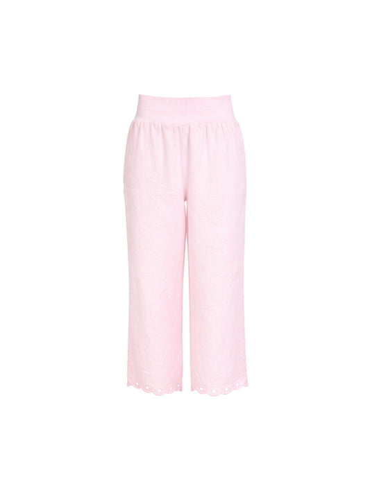 Gordon Smith Lilly Scallop Hem Linen Pant (Pale Pink)