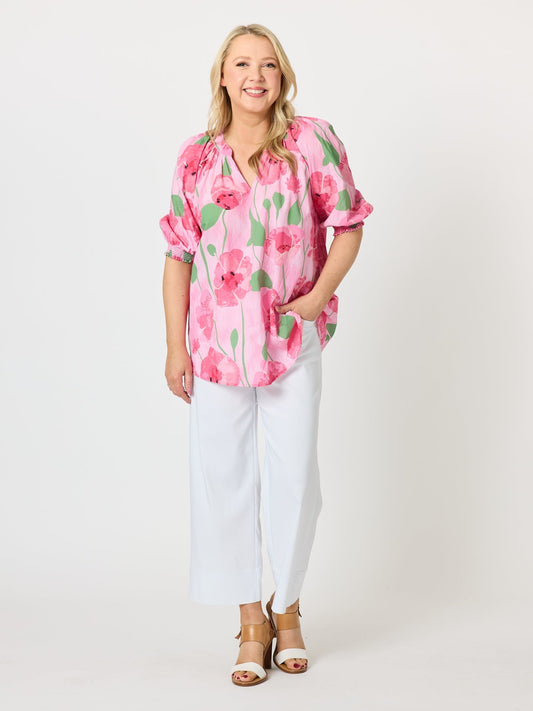 Threadz Candy Garden Floral Print Top (Pink/Multi)