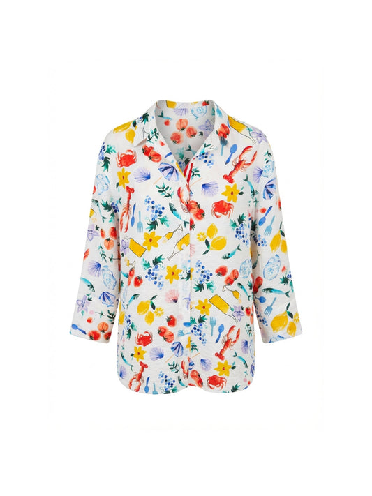 Threadz Picnic Print Shirt (Azure Multi)