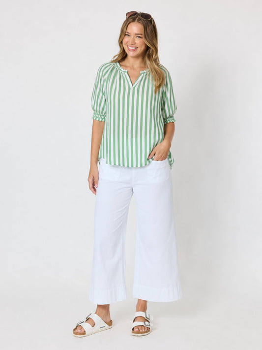 Threadz Harlequin Stripe Print Tunic (Apple White)