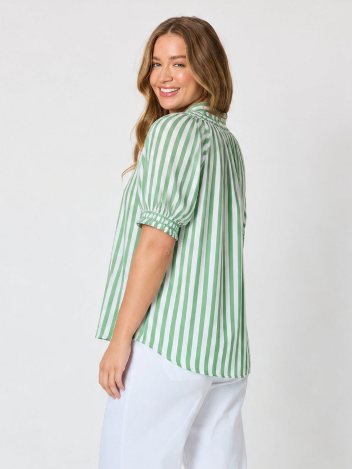 Threadz Harlequin Stripe Print Tunic (Apple White)