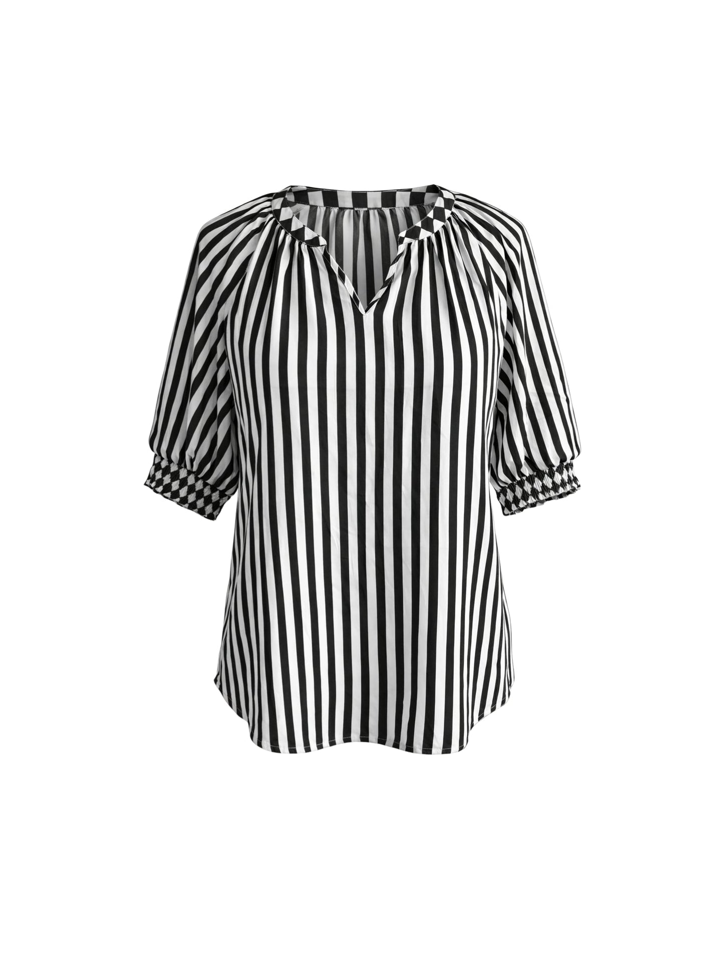 Threadz Harlequin Stripe Print Tunic (Black/White)