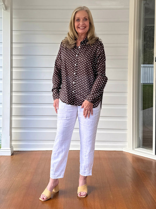 Gordon Smith Spotty Cotton Shirt (Koko White)