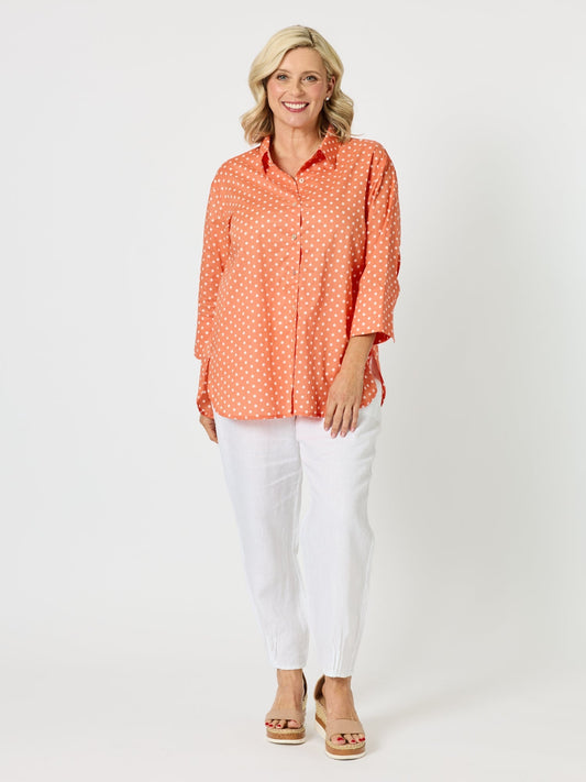 Gordon Smith Summer Spot Print Cotton Shirt (Orange)