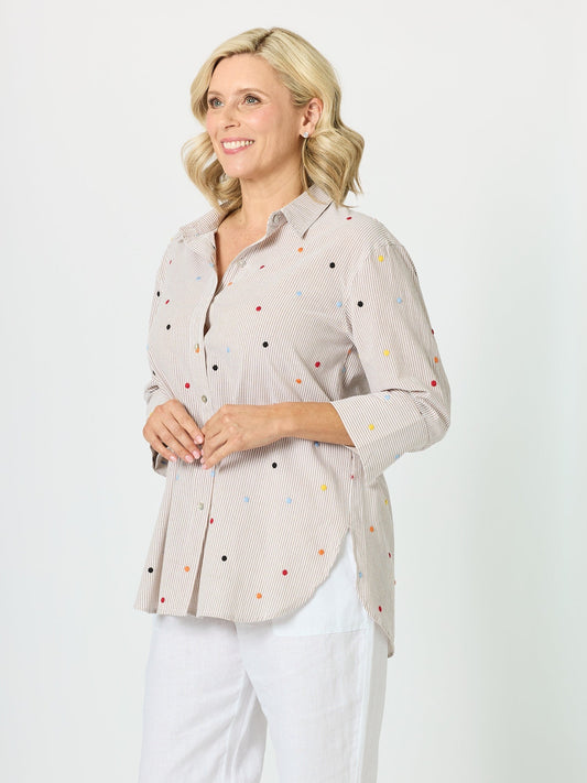 Gordon Smith Tuscan Stripe Cotton Shirt (Multi)