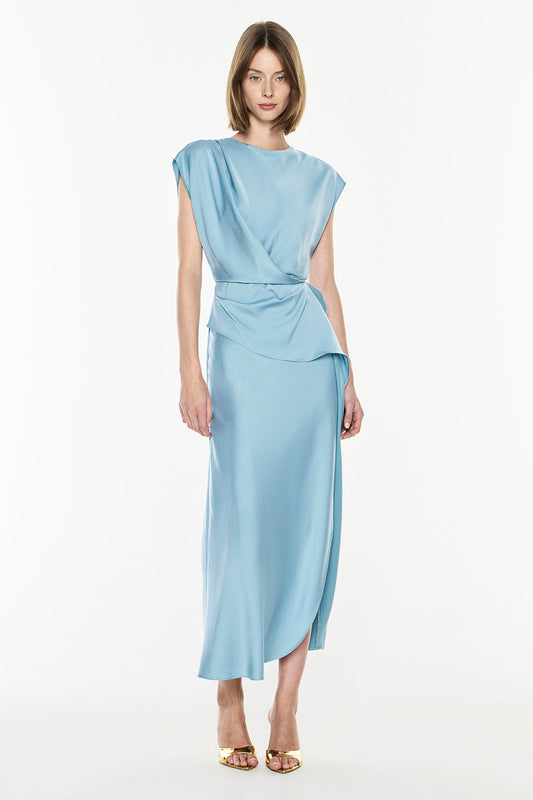 Fluid Notion Drape Dress (Tiffany Blue)