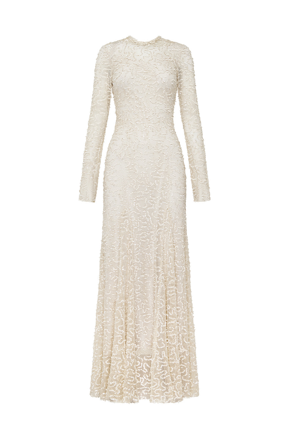 Image of a model wearing Tops. Productname: Opera Buff Long Sleeve Dress in Tusk colour by brand - Manning Cartell