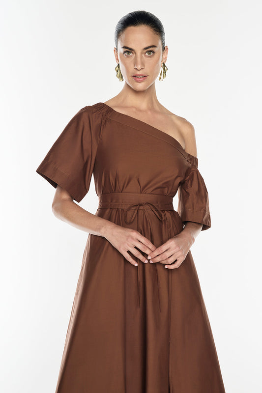 Provence Off Shoulder Dress (Cognac)