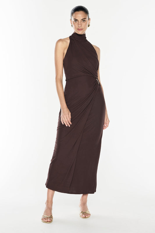 Sweet Days Halter Dress (Mocha Brown)
