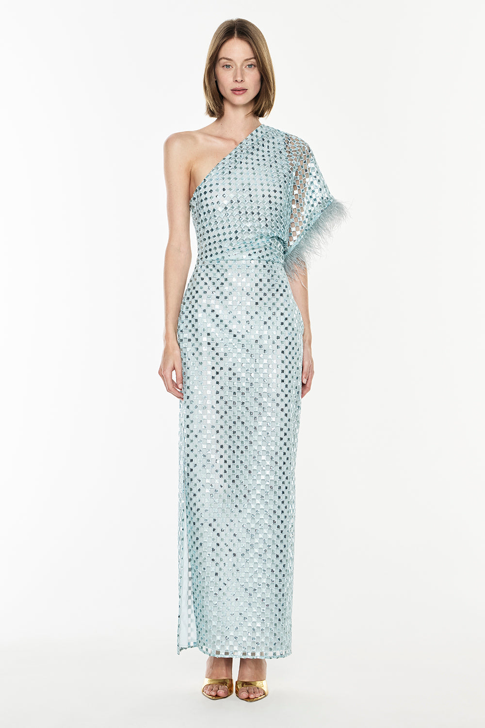Checkerboard Sequin Gown (Minted Sage)