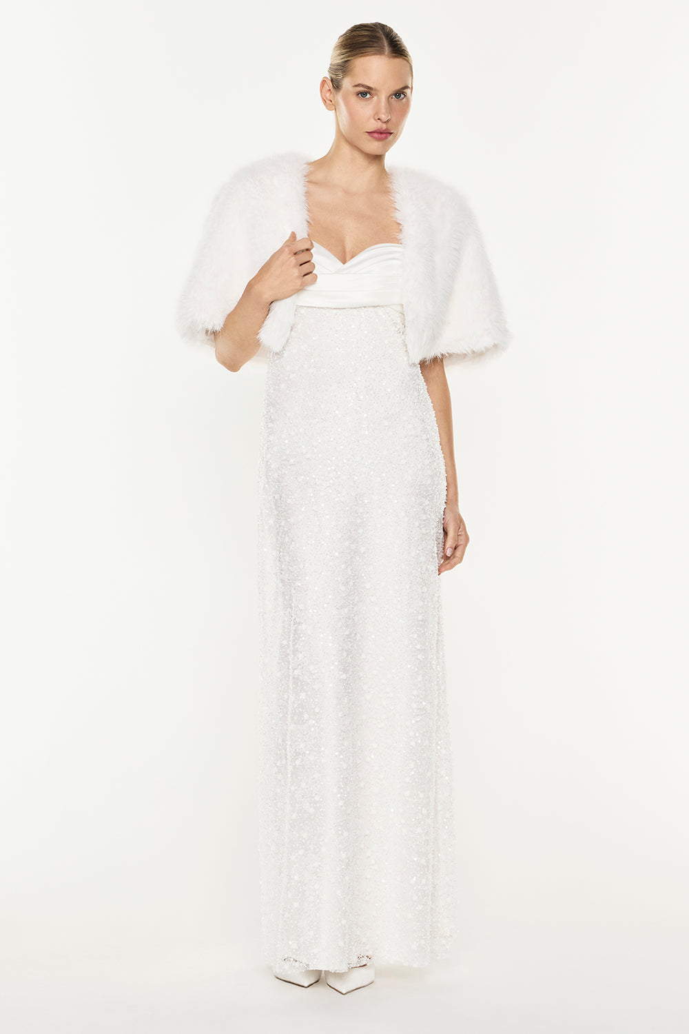 Faux Fur Capelet (White)