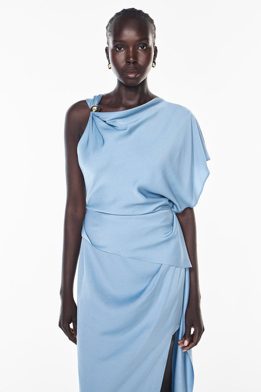 Melodrama Asymmetric Dress (Powder Blue)