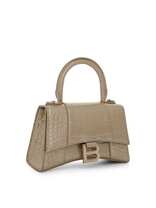BALENCIAGA Hourglass XS Metallized Croco Embossed Bag (Gold)