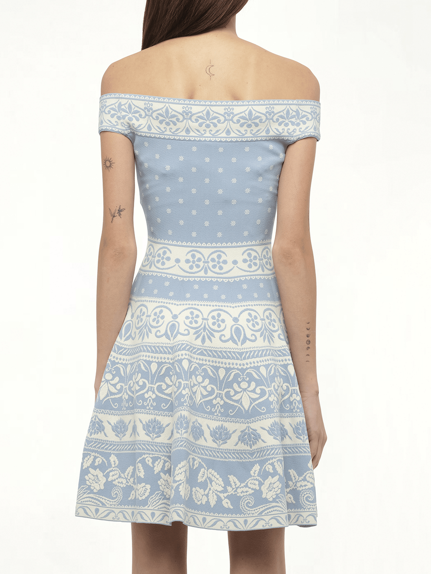 ALEXANDER MCQUEEN Floral Jacq Dress (Blue)