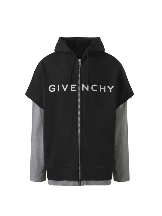 GIVENCHY Jersey Multi Layer Hoodie (Black)