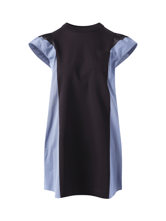 SACAI Poplin Cotton Jersey Dress (Navy)