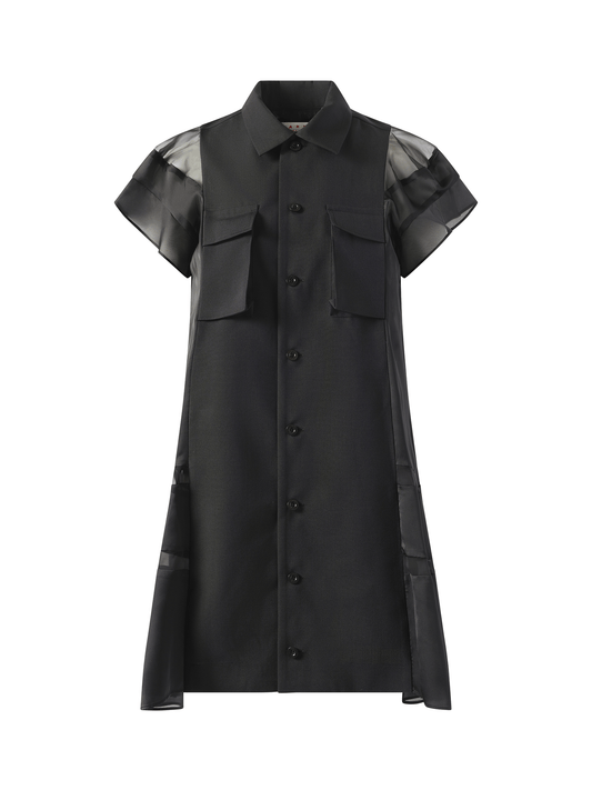 SACAI Suiting x Satin Dress (Black)