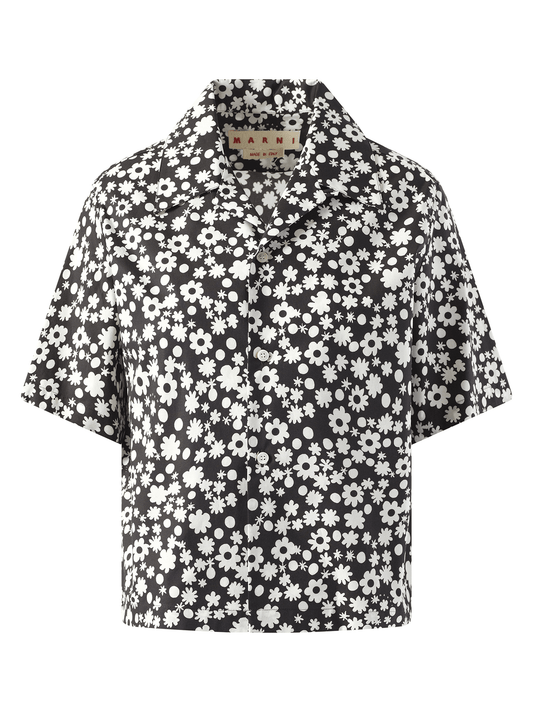 MARNI Flower Print Short Sleeve Shirt (Black)