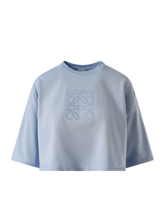 LOEWE Cropped Anagram T-Shirt (Blue)