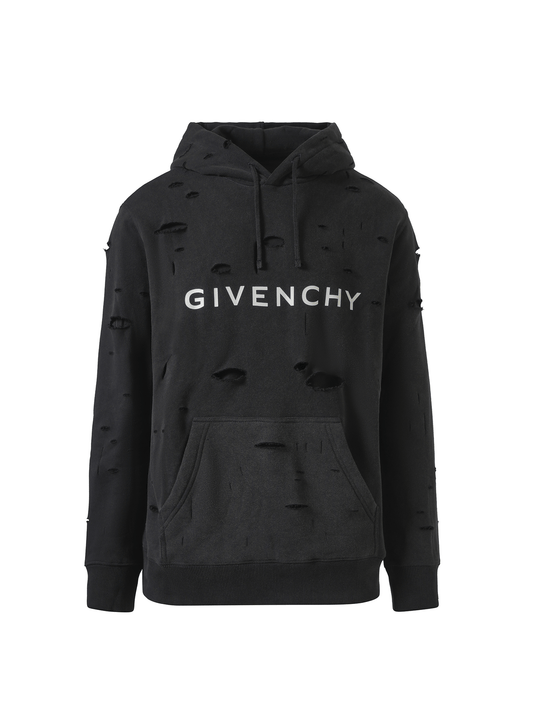 GIVENCHY Archetype Hoodie with Destroyed Effect (Black)