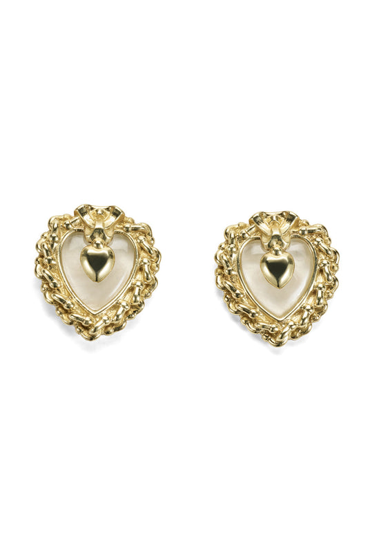 Small Heart Earring (Gold/Crystal)