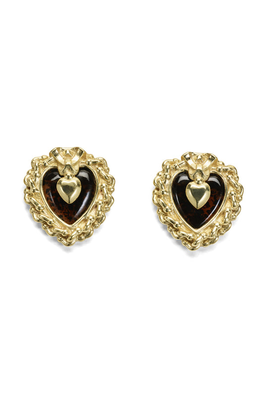 Small Heart Earring (Gold/Tortoise Shell)