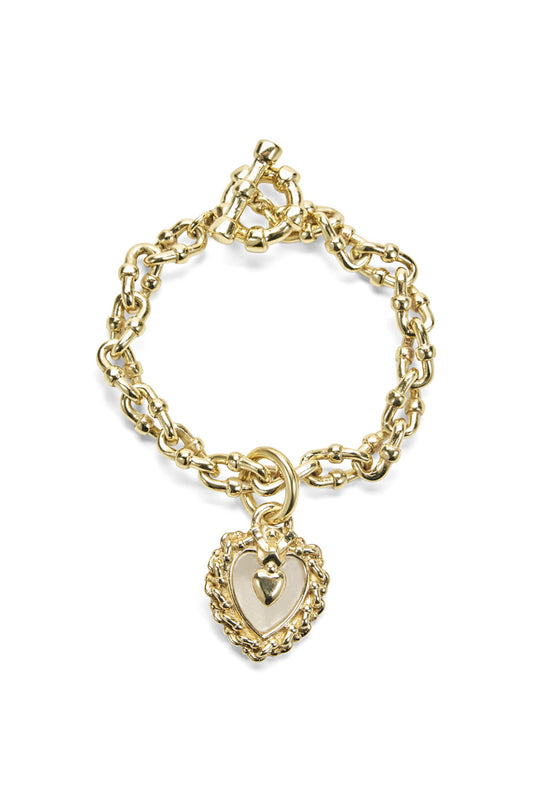 Fob Heart Chain Bracelet (Gold/Crystal)
