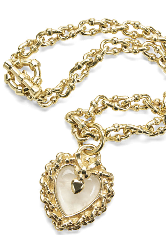 Fob Heart Chain Choker (Gold/Crystal)