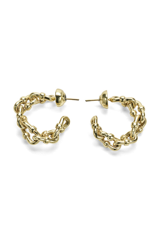Chunky Chain Hoop Earrings (Gold)