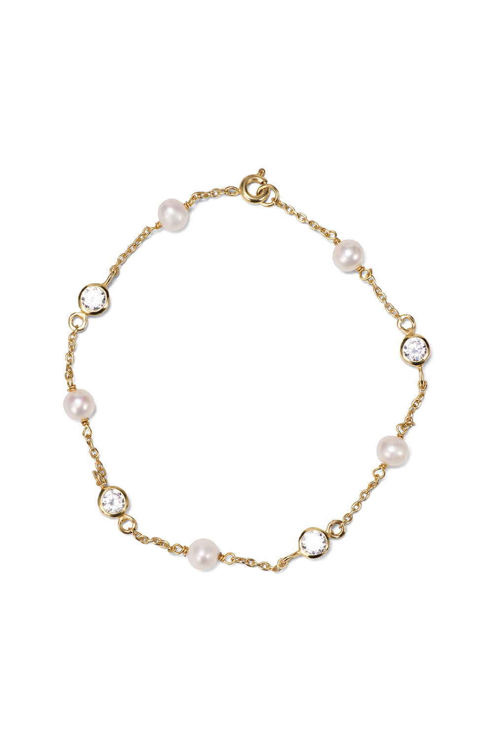 Pearl & Diamante Bracelet (Gold)