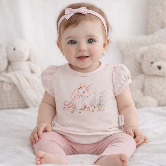 Fairytale Unicorn Print Puff Top