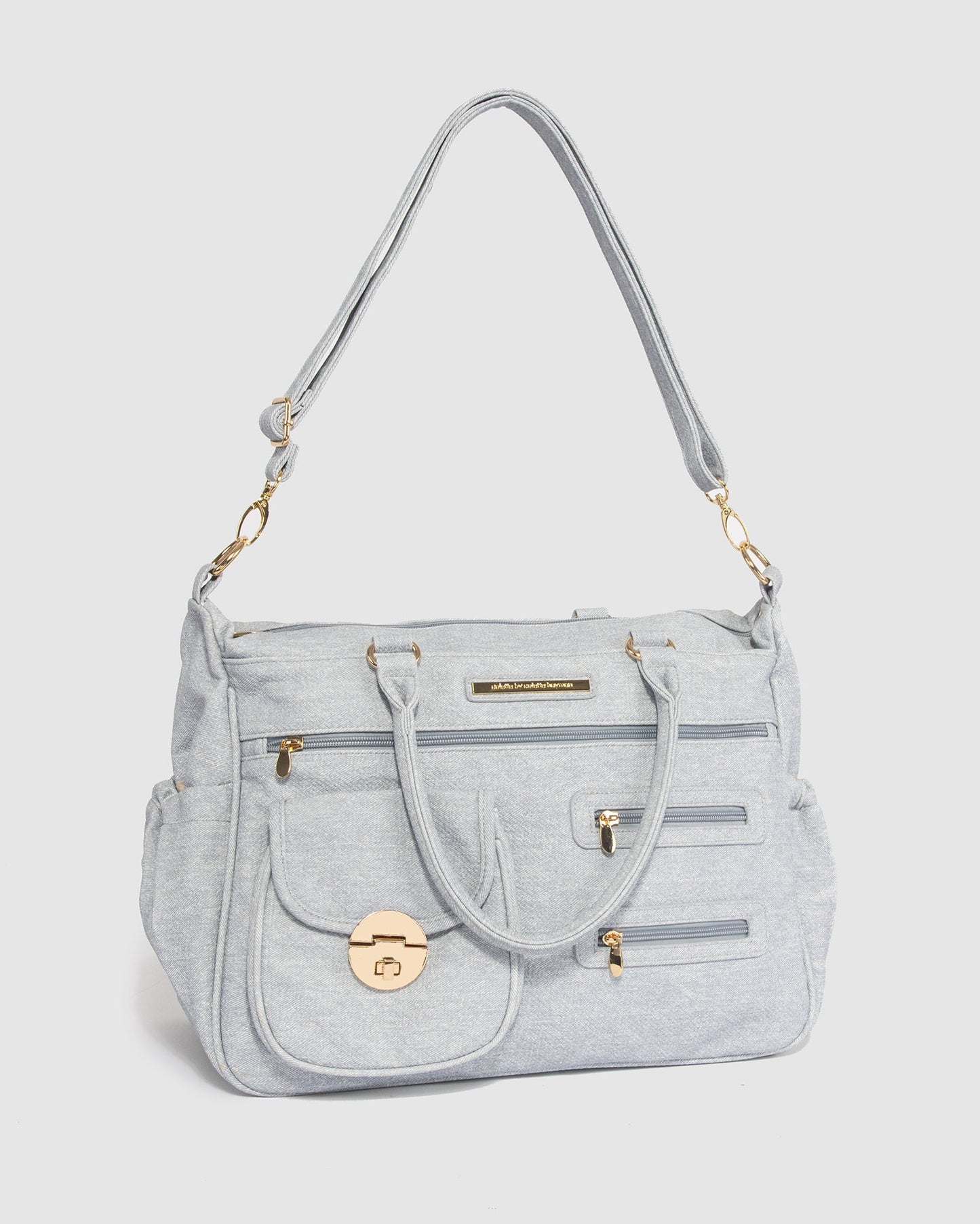 Colette by Colette Hayman Pocket And Zip Baby Bag With Gold Hardware (Blue)