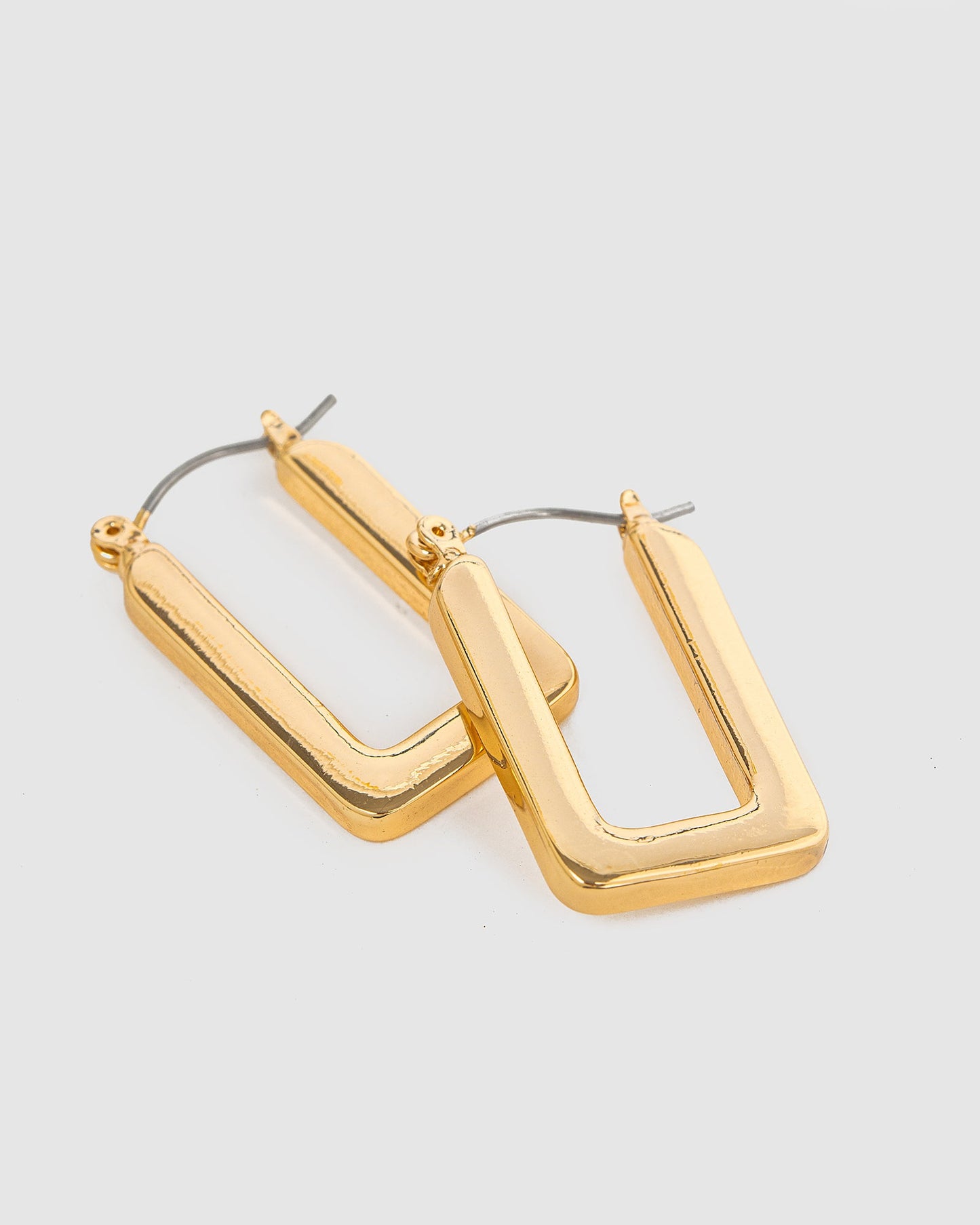 Colette by Colette Hayman Rounded Regtangle Hoop Earrings (Gold)