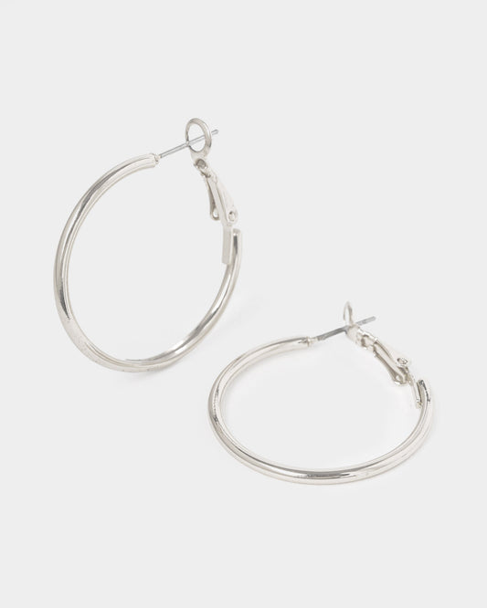 Colette Fine Hoop Earrings (Silver)