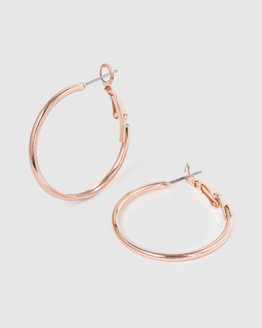 Colette Fine Hoop Earrings (Rose Gold)
