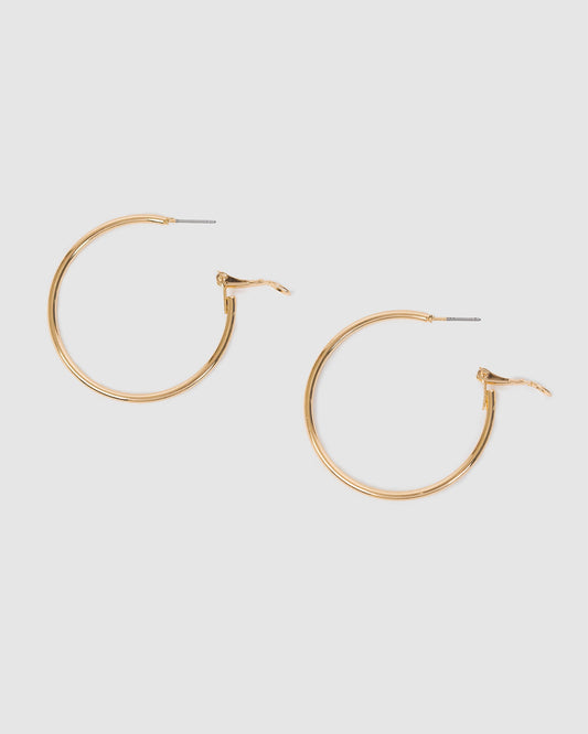 Colette Fine Hoop Earrings 40mm (Gold)