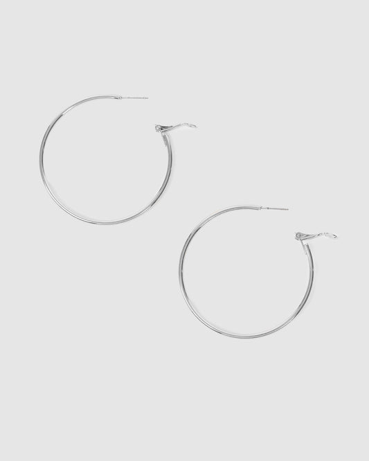 Colette Fine Hoop Earrings 50mm (Silver)